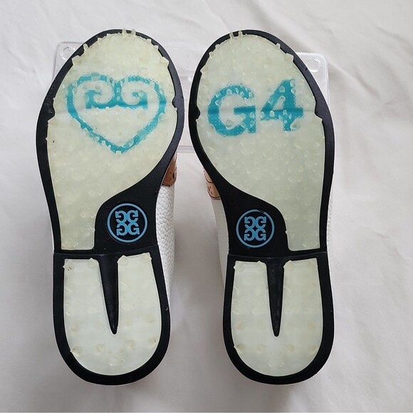 G/Fore GG Golf Shoes Girl's Sz 5.5 US, White Rose Gold Leather Cushioned Preppy - Picture 7 of 10